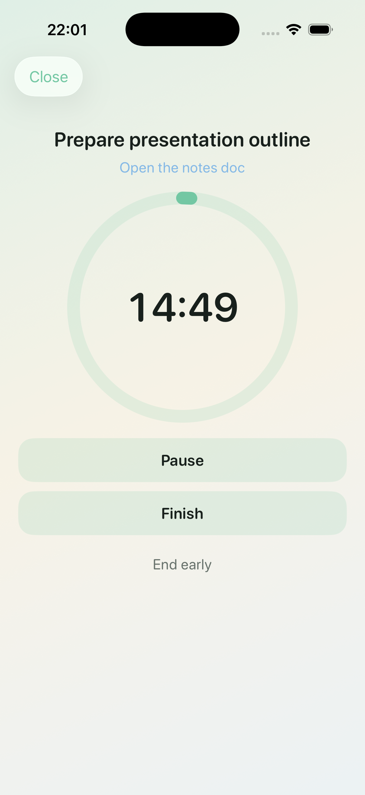 Breezi Focus Mode timer