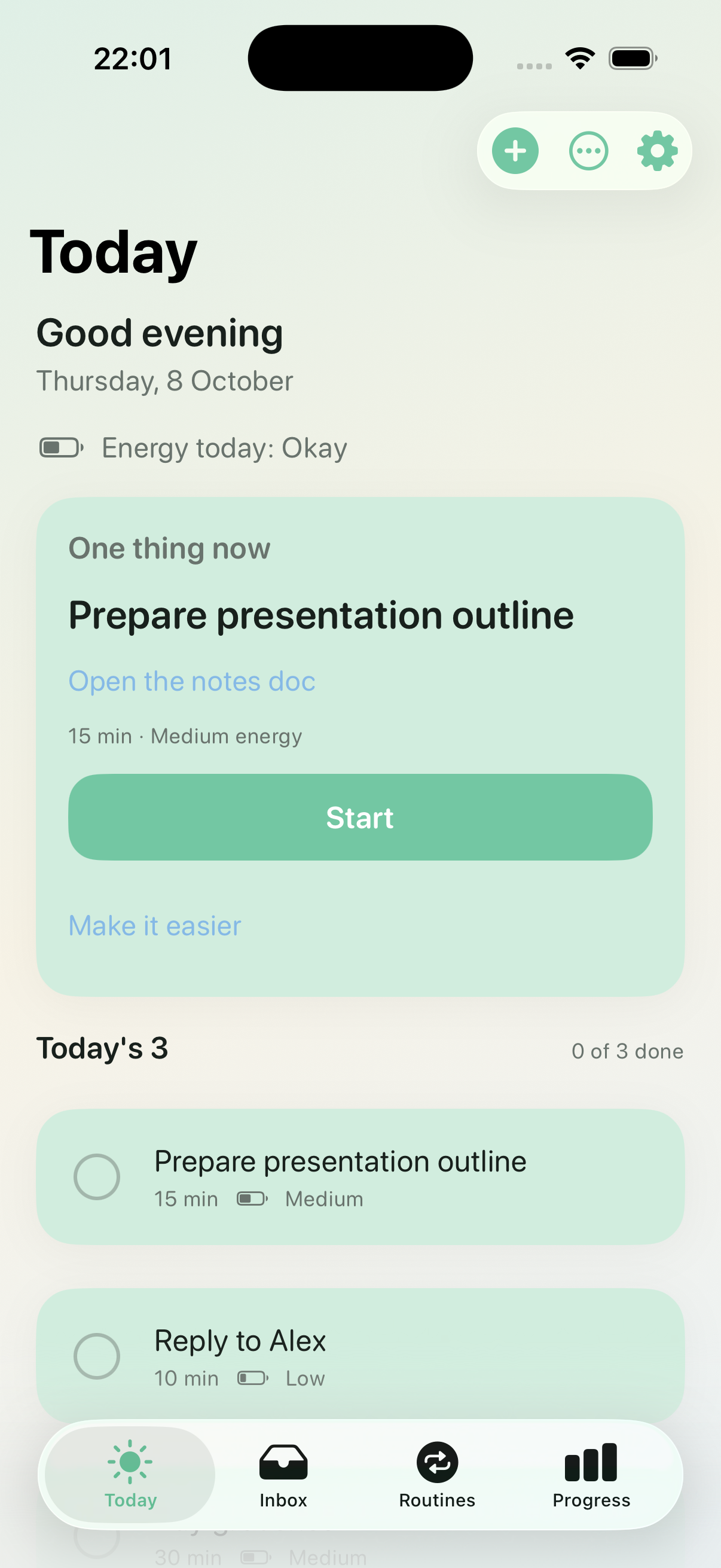 Breezi Today — one thing now and today's three